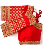 Bieth Women Floral Round Neck Zari Diamond Work Stitched Blouse (38+4InchMargin)