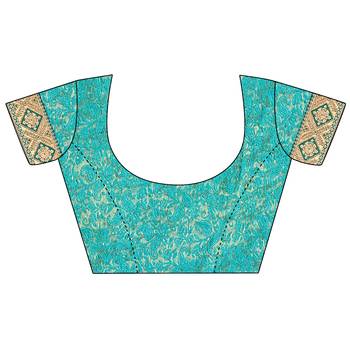 Blue woven silk saree with blouse 4