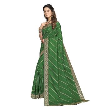 Green woven silk saree with blouse 2