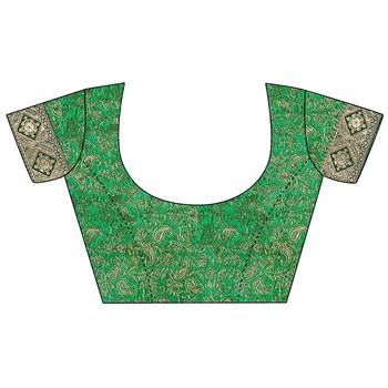 Green woven silk saree with blouse 3