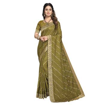 Mehendi woven silk saree with blouse 1