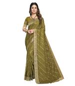 Mehendi woven silk saree with blouse