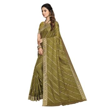 Mehendi woven silk saree with blouse 2