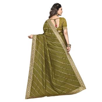 Mehendi woven silk saree with blouse 3