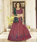 Dreamy Deep Pink Thread And Sequins Embroidered Georgette Semi Stitched Lehenga