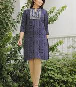 Women's Rayon Printed Ethnic A-Line Embroidered Kurti