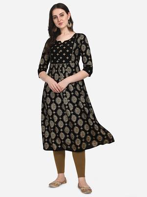 Black embroidered cotton cotton-kurtis 1