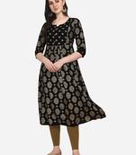 Black embroidered cotton cotton-kurtis