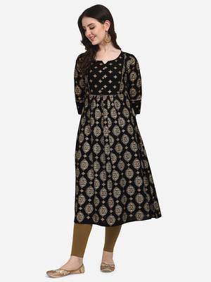 Black embroidered cotton cotton-kurtis 2