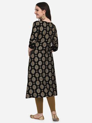 Black embroidered cotton cotton-kurtis 3