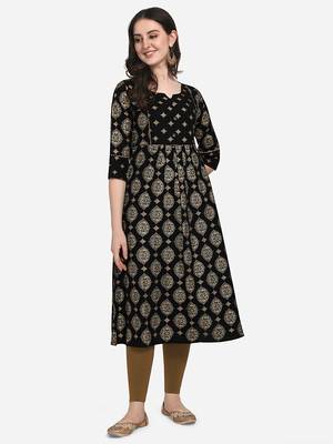 Black embroidered cotton cotton-kurtis 4