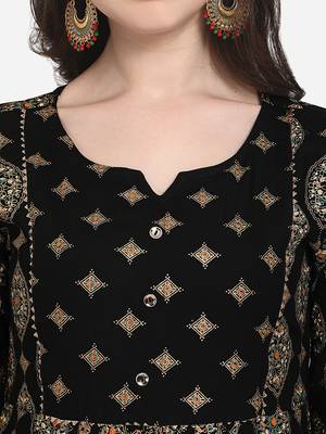 Black embroidered cotton cotton-kurtis 5