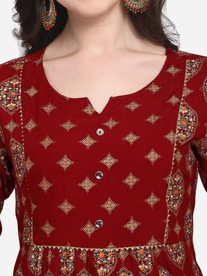 Maroon embroidered cotton cotton-kurtis 4