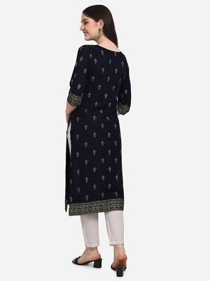 Black printed cotton cotton-kurtis 3