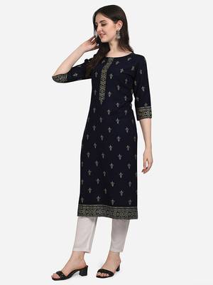 Black printed cotton cotton-kurtis 4