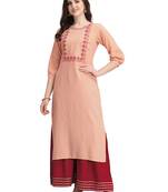 Peach woven cotton cotton-kurtis