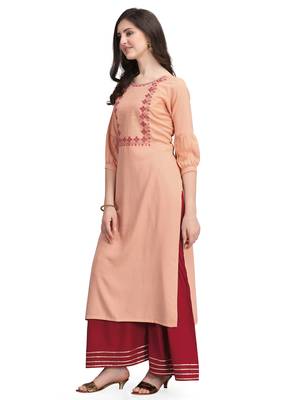 Peach woven cotton cotton-kurtis 2