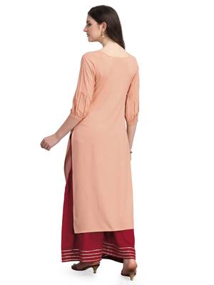 Peach woven cotton cotton-kurtis 3