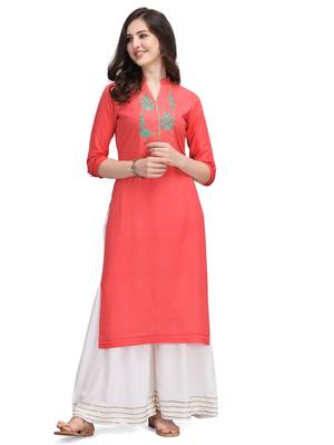 Red woven cotton cotton-kurtis 1