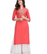 Red woven cotton cotton-kurtis