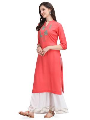 Red woven cotton cotton-kurtis 2