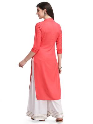Red woven cotton cotton-kurtis 3
