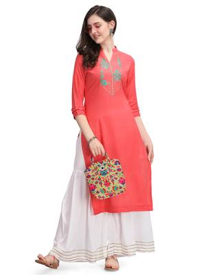 Red woven cotton cotton-kurtis 4