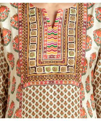 Off-white printed cotton long-kurtis 3