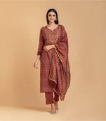 Maroon printed cotton kurta-suits