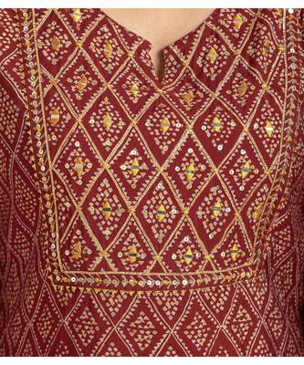 Maroon printed cotton kurta-suits 3