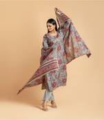 Grey printed cotton kurta-suits