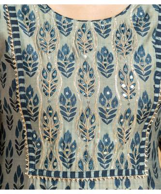 Grey printed cotton kurta-suits 3