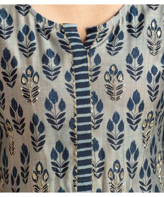 Grey printed cotton kurta-suits 3
