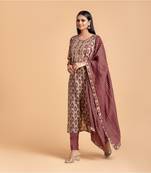 Maroon printed cotton kurta-suits