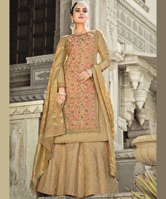 Beige digital print silk salwar 1
