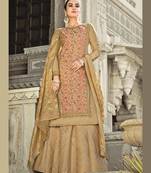 Beige digital print silk salwar
