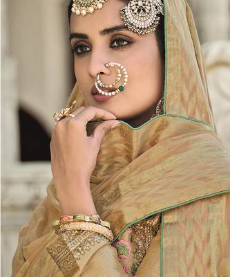 Beige digital print silk salwar 2