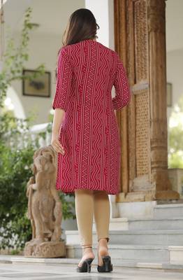 Women's Rayon Printed Ethnic A-Line Embroidered Kurti 4