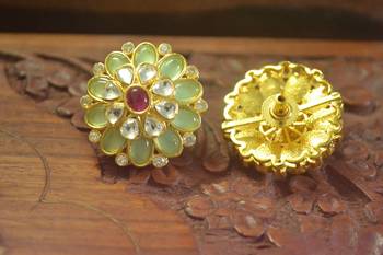  Classic designer semi precious royal stone oxidised silver plated studs earrings 2