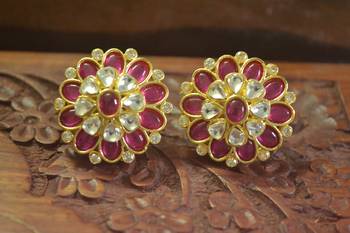  Classic designer semi precious royal stone oxidised silver plated studs earrings 2