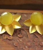Classic Designer Semi Precious Stone Floral Studs Earrings