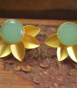 Classic Designer Semi Precious Stone Floral Studs Earrings