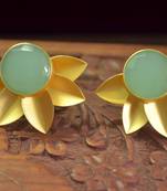 Classic Designer Semi Precious Stone Floral Studs Earrings