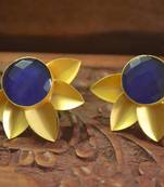 Classic Designer Semi Precious Stone Floral Studs Earrings