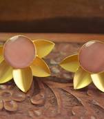 Classic Designer Semi Precious Stone Floral Studs Earrings