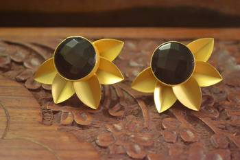 Classic Designer Semi Precious Stone Floral Studs Earrings 1