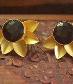 Classic Designer Semi Precious Stone Floral Studs Earrings