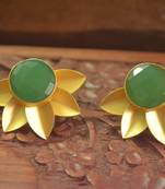 Classic Designer Semi Precious Stone Floral Studs Earrings