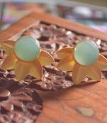 Classic Designer Semi Precious Stone Floral Studs Earrings