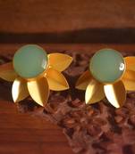 Classic Designer Semi Precious Stone Floral Studs Earrings